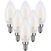 Lâmpada LED para Lustre ZYYRSS, Lâmpada Edison, Formato de Vela, Equivalente a 60W, 720lm, Base E12, 6W, Lâmpada Retro, Branco Luz do Dia 4000K, Material de Vidro Fosco,