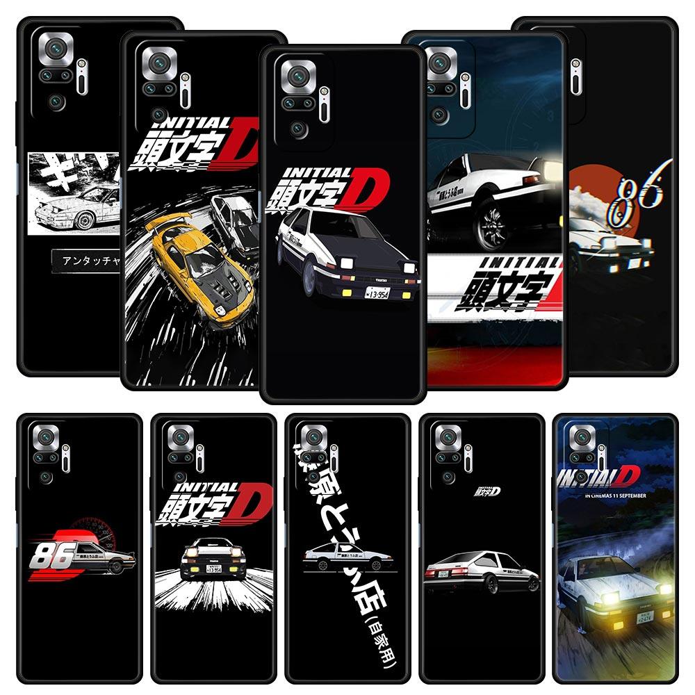 Initial D Car Phone Case Cover for Redmi 14C 10C Note 15 14 13 12 10 11 K40 Pro Plus 5G Soft TPU Shockproof Shell Fundas Capas