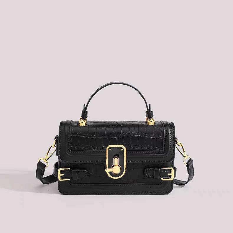 

Vintage Niche Handheld Small Square Bag 2025 New Versatile Shoulder Crossbody Bag Fashionable Textured Commuter Women s Bag Trendy чорний