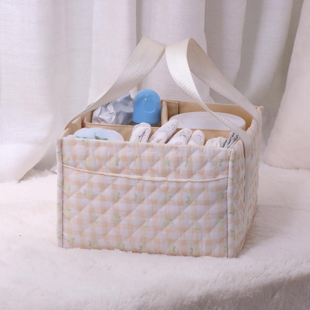 Diary Floral Diaper Caddy Organizer with Removable Dividers Baby Essentials Organizer Gift for Babyshower Newborn Parents Gift