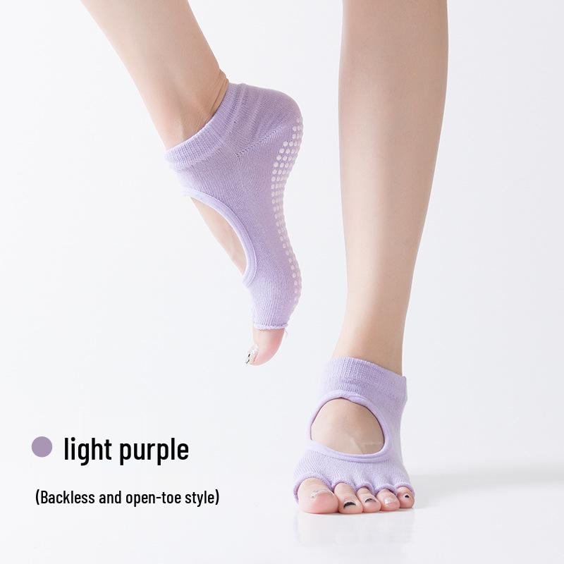 Korean Hot-Selling Open-Toe Backless Yoga Socks - Non-Slip Five-Toe Gel Dot Fitness Floor Socks