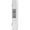 Line Embossed Tall Bathroom Storage Cabinet - White