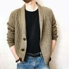 Men Sweater Cardigan Lapel Slim Leisure Single Breasted Solid Color Casual Cardigan for