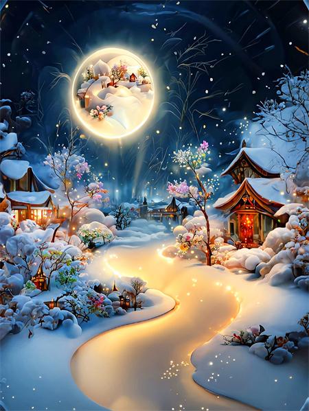 Full Square/round Diy Diamond Painting Moon Castle Home Decor Embroidery Mosaic Winter House Landscape Wall Sticker