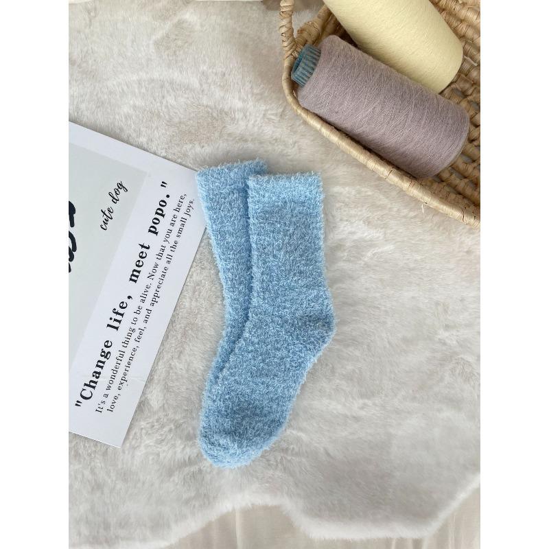 Nicht fusselnde Korallenfleece-Socken, Damen Einfarbige Haussocken, Halbfleece-Socken, Schlafsocken, Warme Fleece-Socken, Fleece-Bodensocken