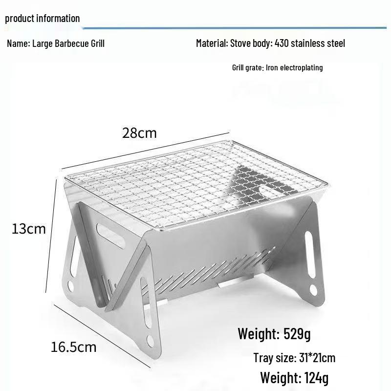 Portable Outdoor Wood & Charcoal Folding Stove for Camping and Barbecues