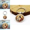 Heart Character Jesus Glass Keyring With Alloy Decor For Party Celebration Gifts