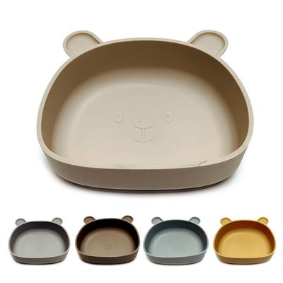 Cartoon Bear Toddlers Learning To Eat Dinning Plate Silicone Suction Cup Bowl Anti Scald Tableware for Baby 6+ Months