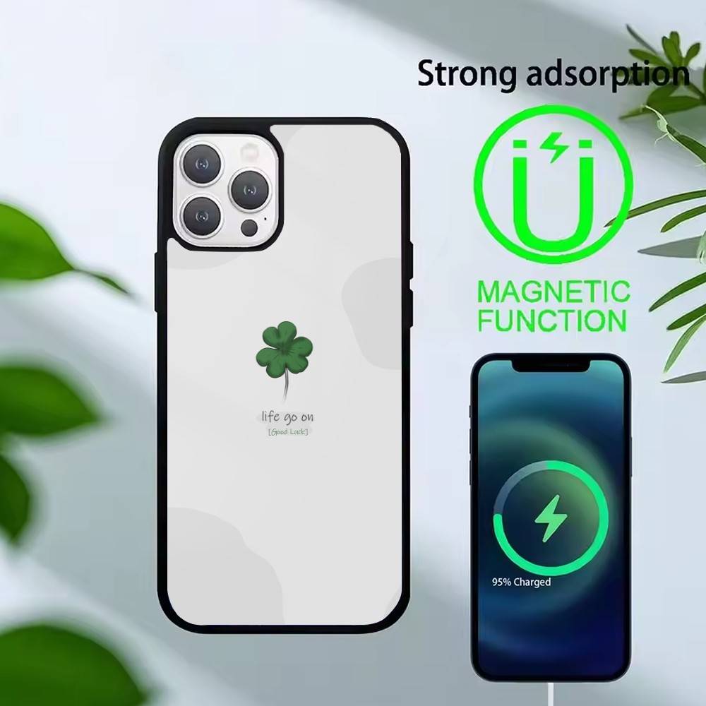 

Four-leaf clover Phone Case For iPhone 17,16,15,14,13,Pro,Max,Plus,Magnetic For Magsafe Wireless Charging iPhone11