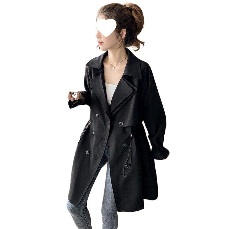 Damen Midilanger Trenchcoat im koreanischen Stil: Lässig, Vielseitiger Anzugkragen, Leichte Jacke