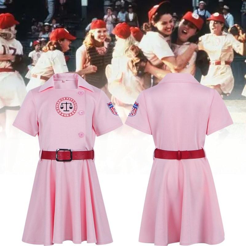 Stylish Girls Baseball Costume Set For Kids Featuring Red Pink Alliance Design