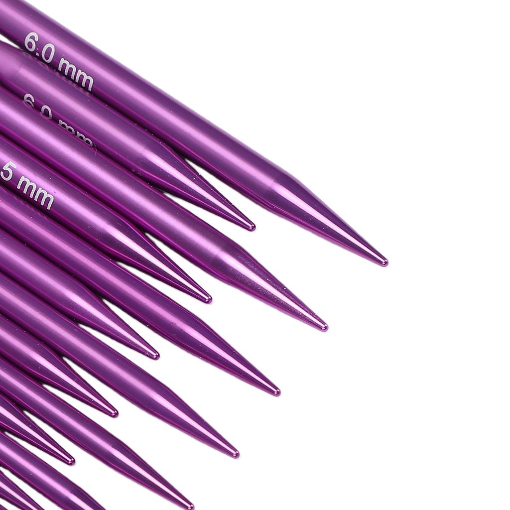 9 Pairs Interchangeable Circular Needle Set Purple 3.0mm 6.0mm Short Knitting Needles and 4 Cables for Socks Sweaters