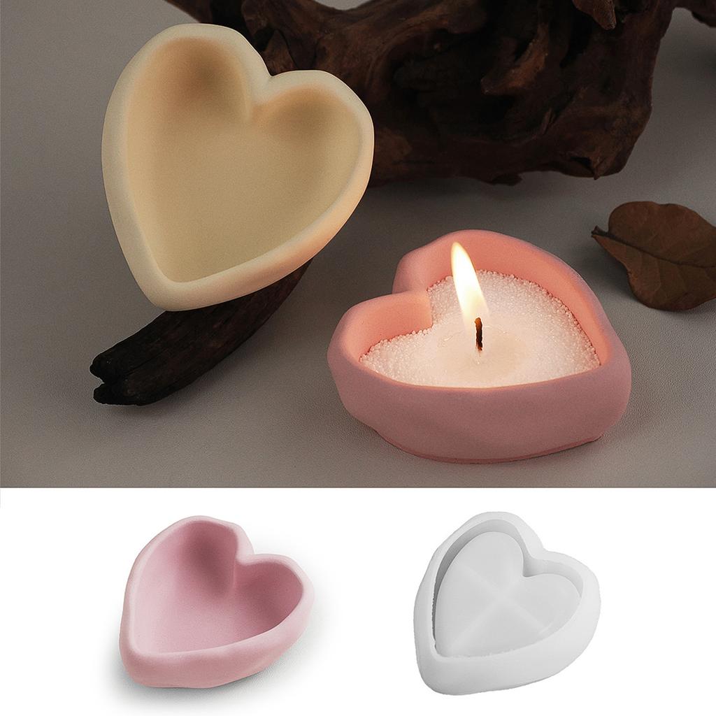 Herzform Kerzenschale Silikonform DIY Unregelmäßiges Herz Kerzengefäß Gipsformen Harz Aufbewahrungsbox Handwerk Herstellen Heimdeko