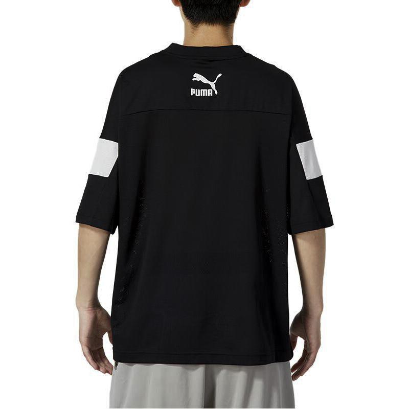 Puma Letter Print Breathable Sports Casual American Vintage Short Sleeve T-Shirt Men Tops Black 539500-01