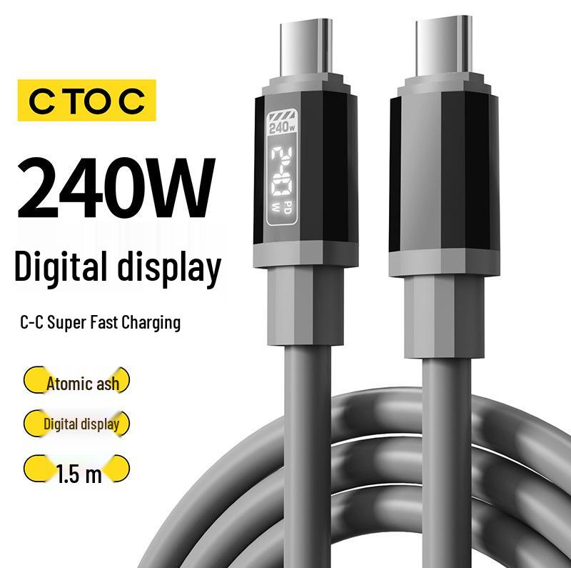 

Высокоскоростной зарядный кабель Weike 240 Вт с цифровым дисплеем для устройств Apple и Huawei Type-C