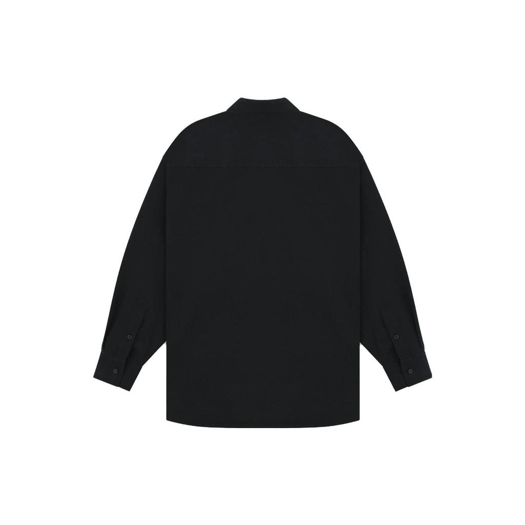 WE11DONE FW23 Logo Print Faded Effect Long Sleeve Shirt Unisex Shirts Black WD-SH3-23-158-U-BK