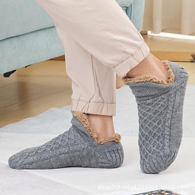 Men Autumn Winter Home Glued Anti Slip Socks Floor Socks Indoor Soft Bottom Anti Slip Warm Socks