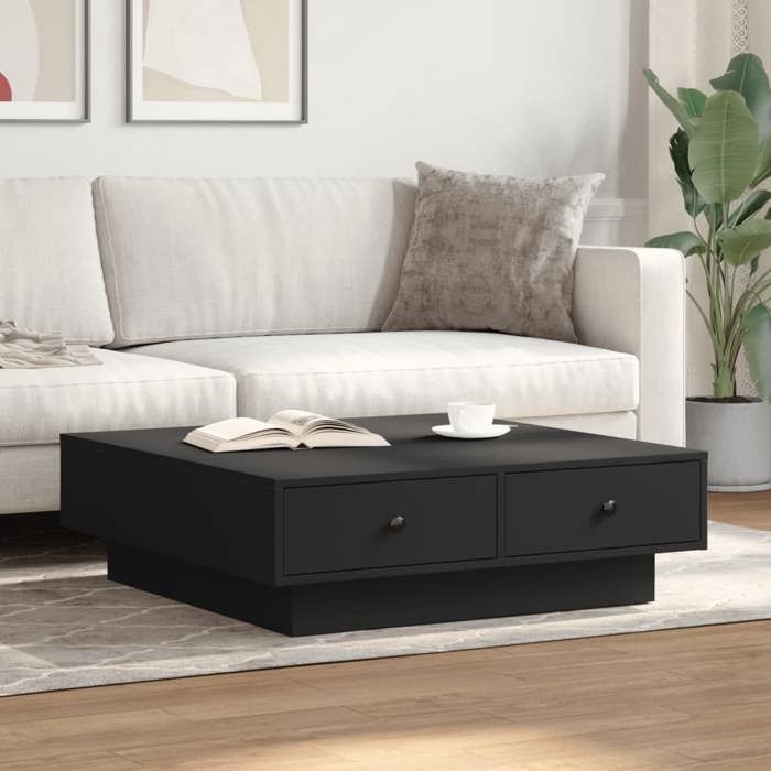 VidaXL Table basse Noir 90x90x28 cm Aggloméré 848088
