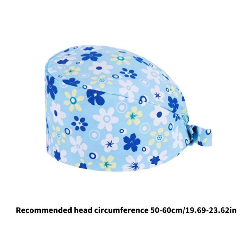 Comfortable Breathable Cotton Print Surgical Cap Adjustable Elastic Skull Cap for Medicinal Professionals