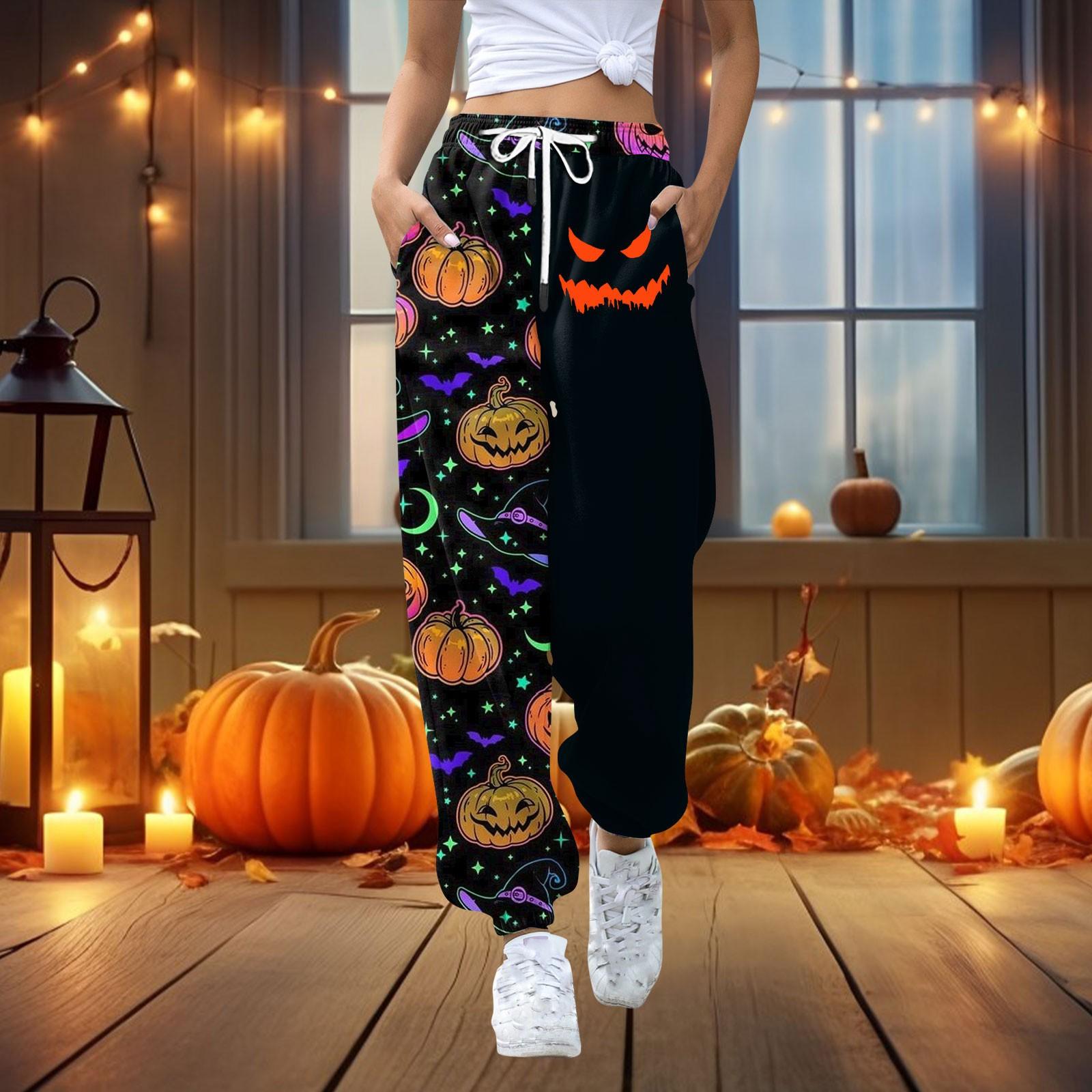 

Женские повседневные модные повседневные брюки с принтом на Хэллоуин L чёрный