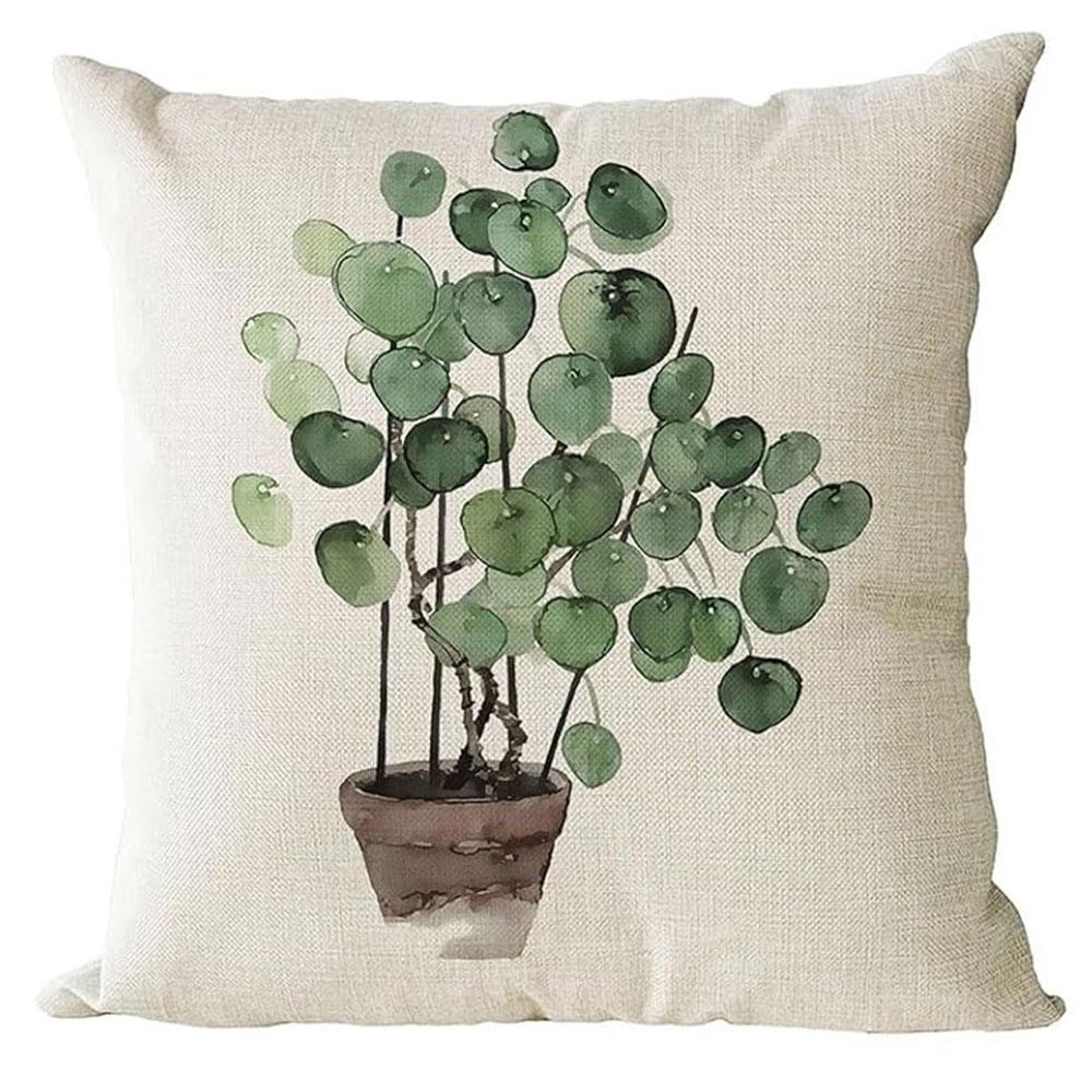 Simple Potted Plant Green - Feeling PillowcasesBedroom Living Room Sofa Home Decor Polyester Cushion Cover with Zipper