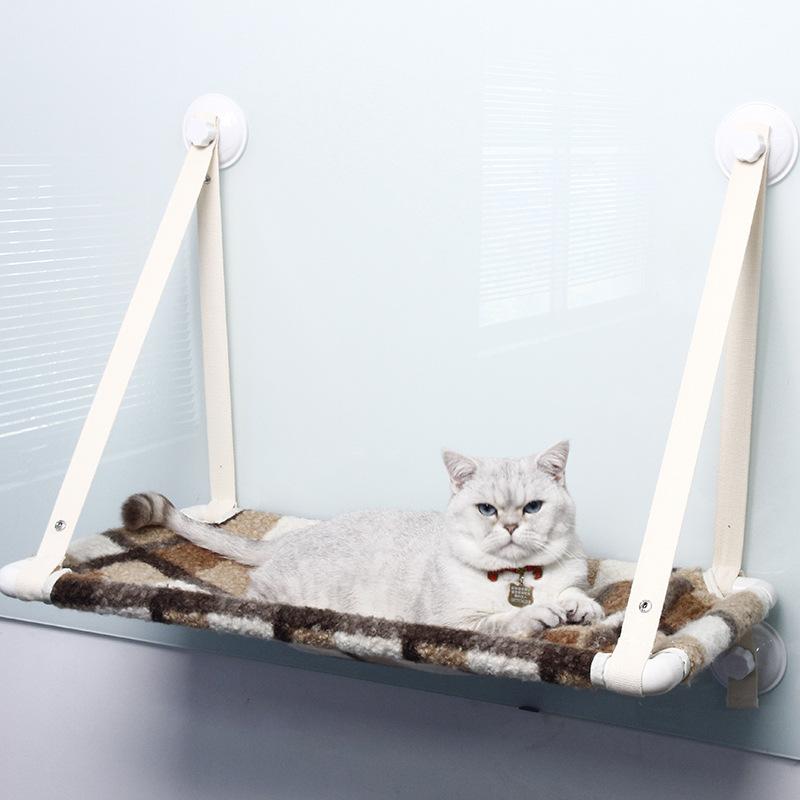 Cat Hammock for Indoor Cats Window Perch Hanging Bed with Suction Cups Balcony Sunbathing Spot Comfortable Pet Nest