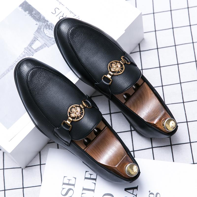 

Men s shoes new one-pedal men s loafers foreign trade pointed leather shoes men s business formal men s casual shoes 44