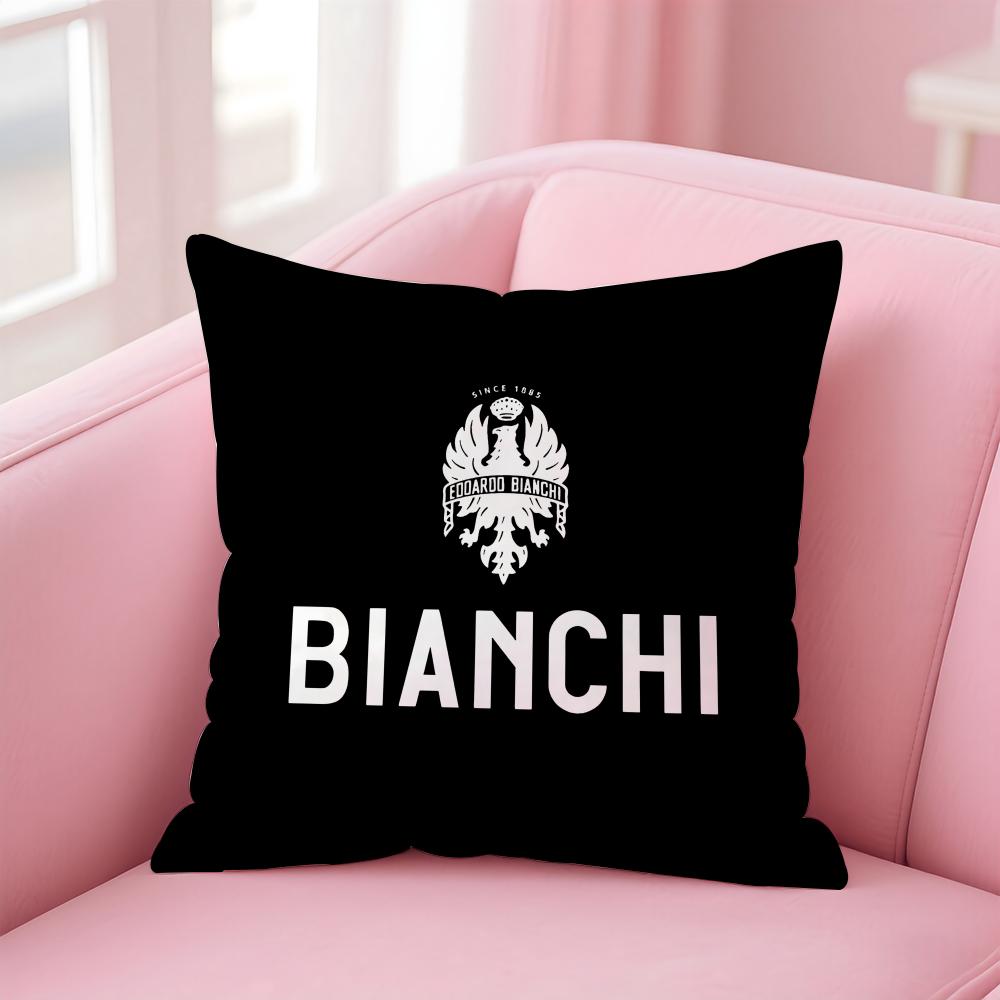 BBianchi Logo Cushion Cover Pillowcase Short Plush Invisible Zipper Room Sofa Cushion Cover