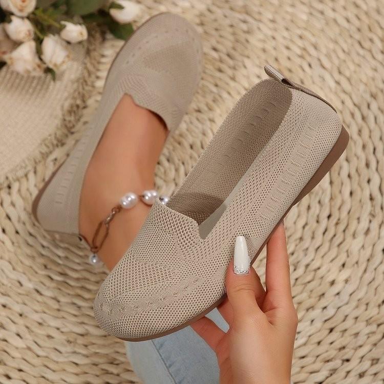 Foreign Trade Large Size Single Shoes New Fly-woven Mesh Surface Shallow Mouth One Pedal Lazy Flat Bottom Casual Women's Shoes Trendy Black