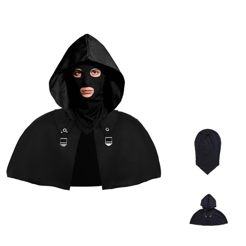 Futuristic Role Play Cloak Head Cover Set Polyester Halloween Party Costume Head Cover For Conventions And Cosplay Event