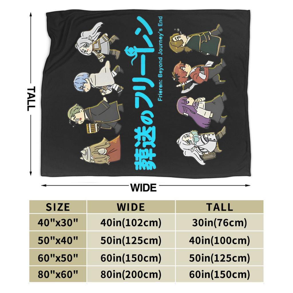 Frieren Beyond Journey's End Blankets Flannel Print Full Character Multi-function Lightweight Throw Blankets Bedspreads Quilt