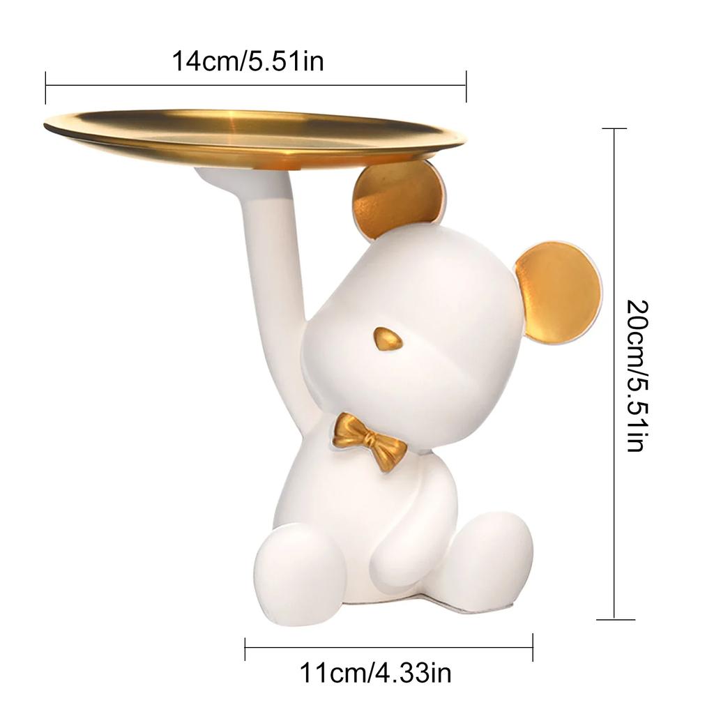 Bear Cool Sculpture Entrance Crafts Resin Art Figurines Candy Sundries Animal Sculpture Household Supplies for Study Coffee Shop