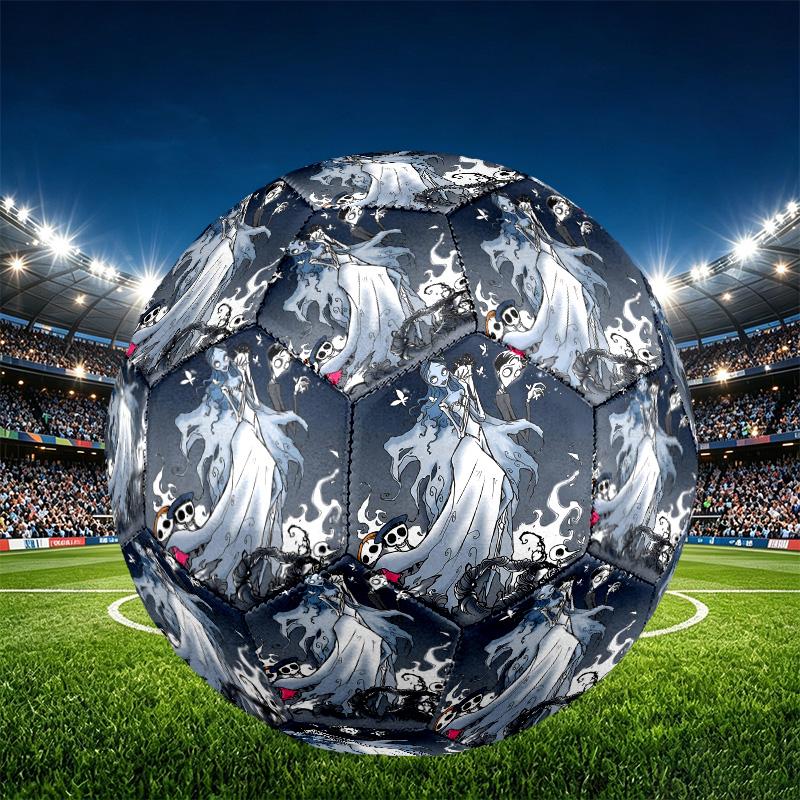 Corpse Bride Print Size 5 Soccer Ball, PU Wear Resistant Football for Match Training and Daily Practice, Birthday Gift for Soccer Fans
