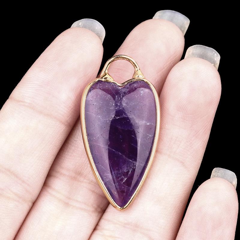 1pc Heart-shaped Quartz Stone Pendant Natural Amethysts Aventurine Labradorite Love Charms for Women Necklace Earrings DIY