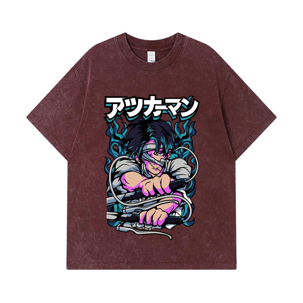 275 GSM Washed T-shirts 100% Cotton Attack on Titan V7 Levi Print Unisex Heavy Cotton T Shirt