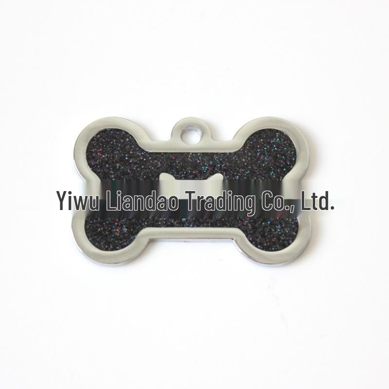HC535 10-Color Glitter Dog Bone Metal Pet Tag Pendant