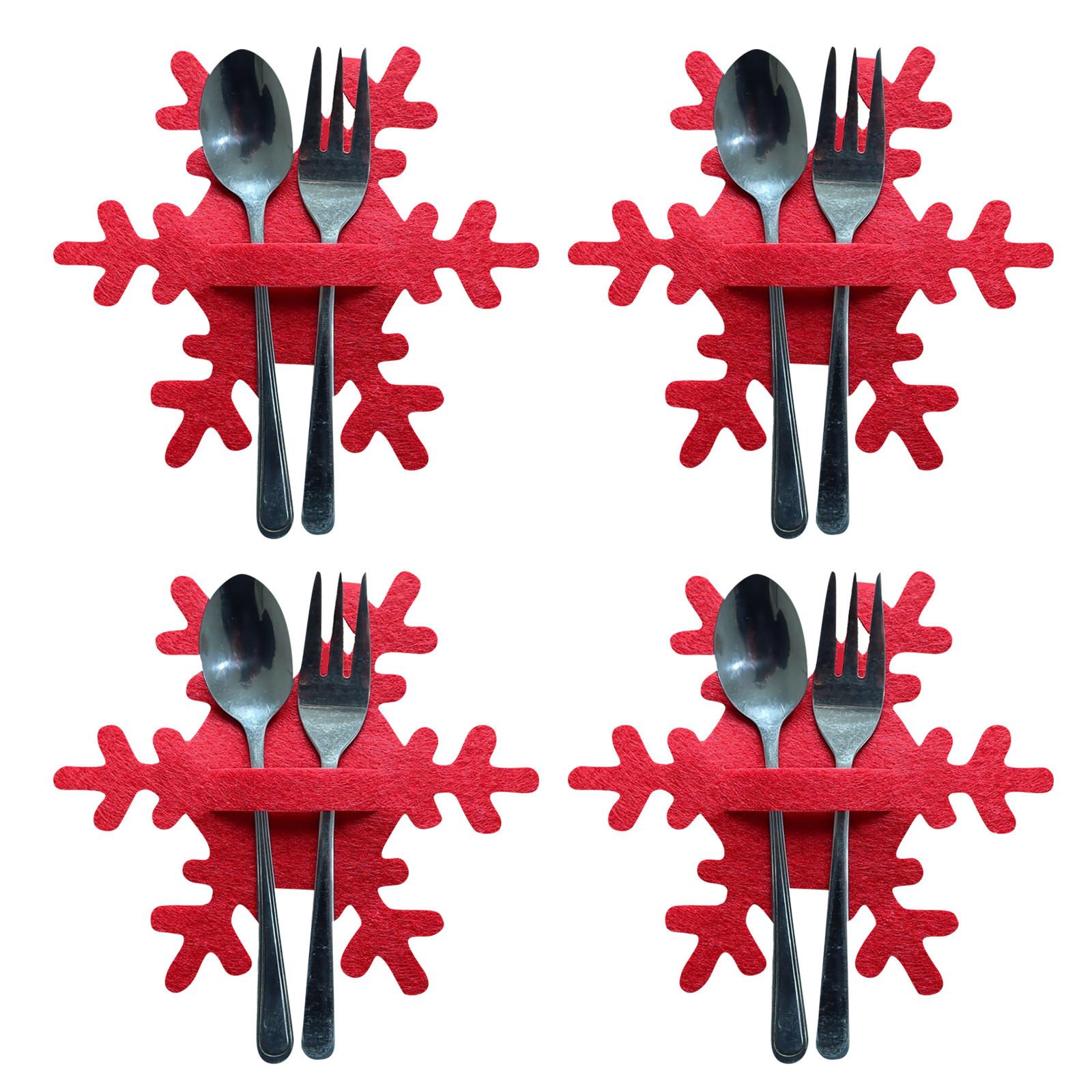 

Рождественские украшения для столовых приборов 4 шт. Рождественская сумка для столовых приборов Серебро Посуда Держатель для ножей Вилка Сумка Декор для домашнего обеденного стола One Size