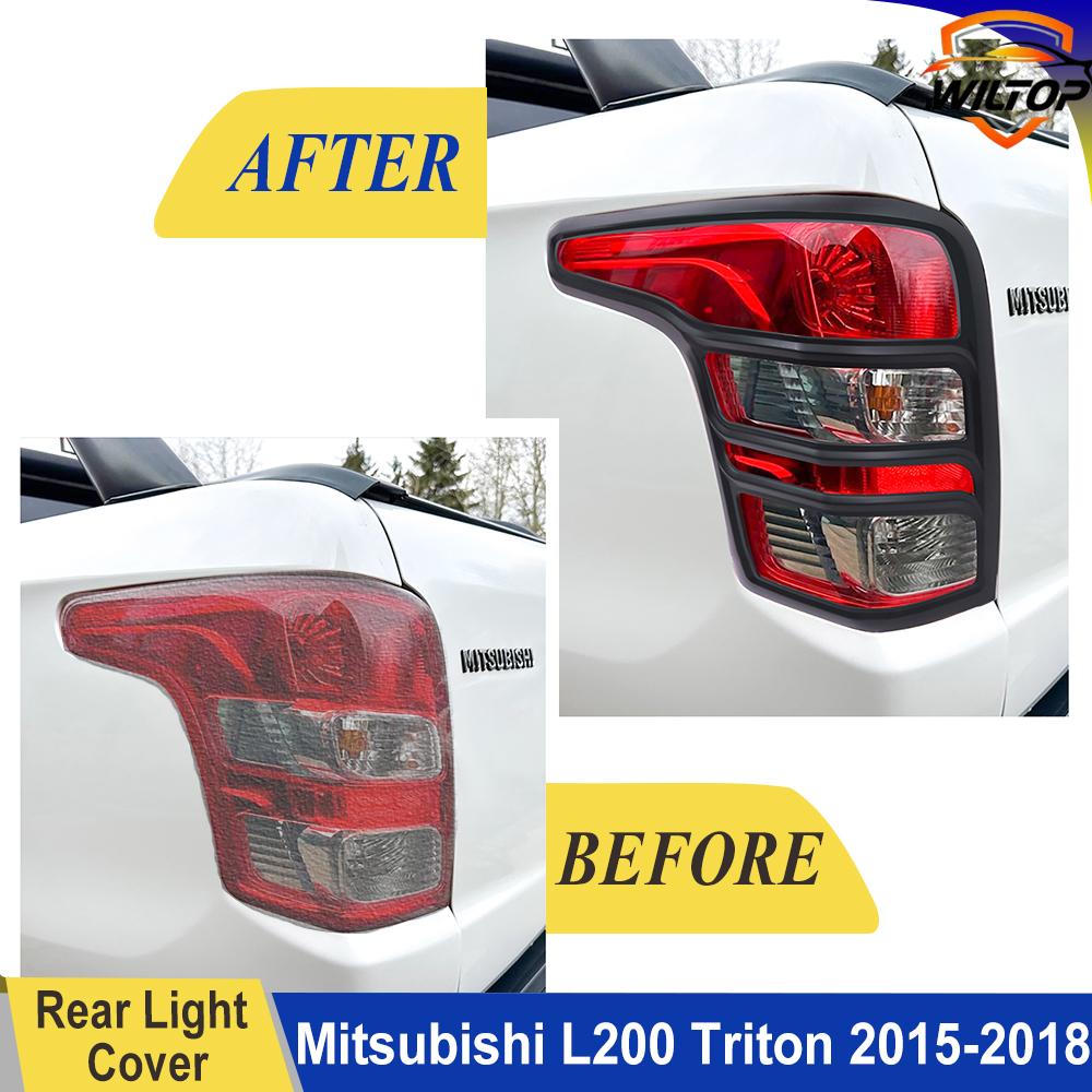 Tail Light Covers Trim for Mitsubishi Triton L200 2015-2018 Ram 1200 ABS Matte Black Rear Lamp Hood Car Exterior Accessorie