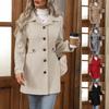 Autumn Winter Mid-Length Elegant Woolen Coat Button Lapel Collar Slim Fit Tweed Durable Fashionable Outerwear