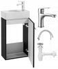 Bathroom Cabinet with a Black Wall-hung Washbasin 40x60 Small with an Elongated Chrome Tap