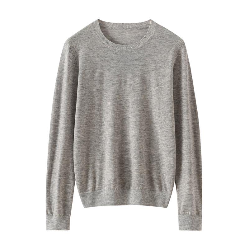 Women's Soft Skin-Friendly Pure Wool Round Neck Pullover Sweater – Gentle Style, Long Sleeve