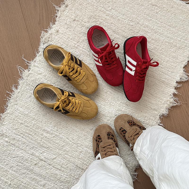 Retro Versatile Single Shoes Cloth Lace-up German Training Shoes Women's Summer Fashion Color Matching Casual Shoes Sports Shoes Forrest Gump Shoes