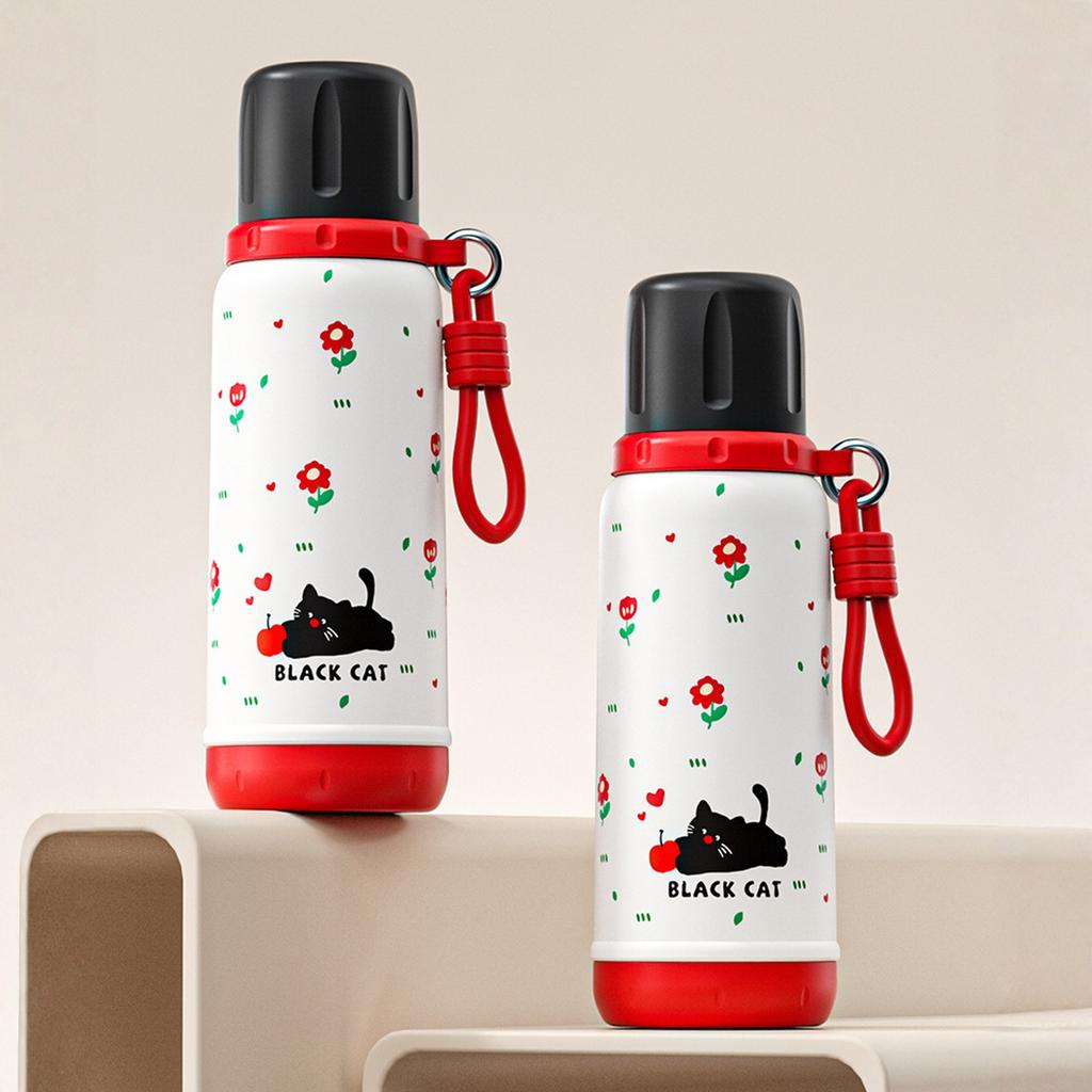 316 Stainless Steel Vacuum Cup, Portable with Carrying Strap, -up Straw, Outdoor Sports Water Bottle/13.5 Oz