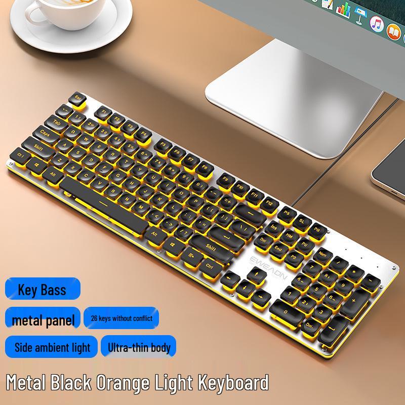 Pioneer Silent Mechanical-Feel Keyboard and Mouse Set for Girls - Wired for Office and Gaming