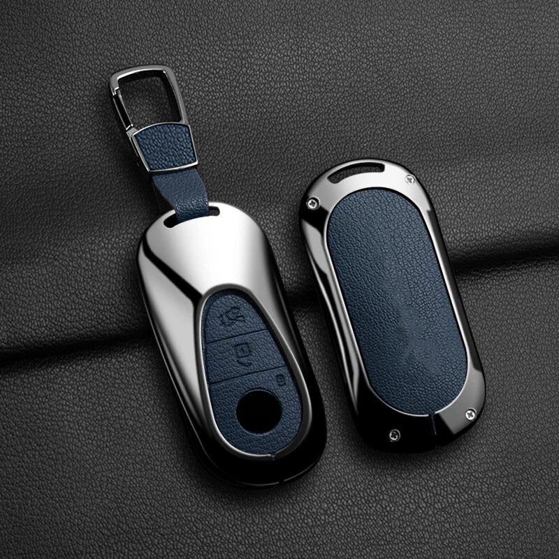 Zinc Alloy Leather Car Key Case For Mercedes Benz C E S-Class Glc W206 W223 W214 E300 C260 C300 S450 S500 S400 Keychain Case