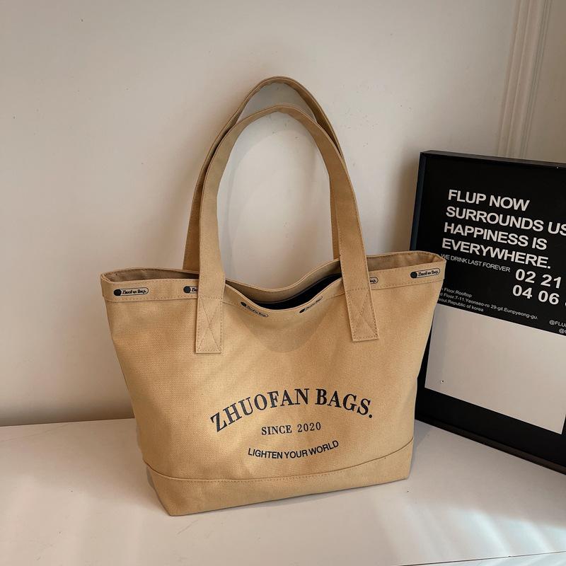 

Легкая женская сумка из холста большой вместимости, зимняя новая простая и свежая сумка через плечо, повседневная сумка-тоут для занятий для студентки колледжа хаки