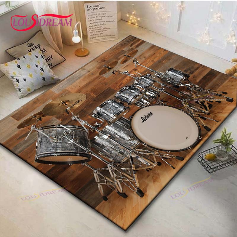 Fashion Music Drum Set Printed Carpet Outdoor Area Rug Non -slip Carpet Bedroom Decor Carpet for Living Room Birthday Gift