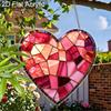 Acrylic Stained Glass Style Heart Suncatcher, 2D Flat Acrylic Window Hanging Ornament for Valentine's Day & Love Themed Gifts