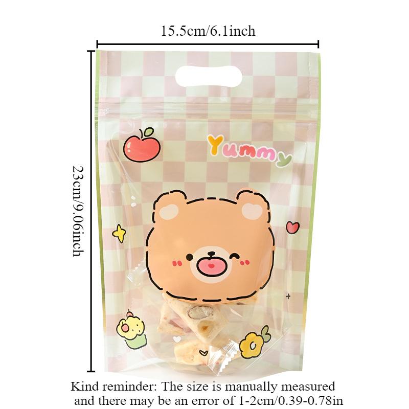 Cute Snack Ziplock Bag Cookie Candy Packaging Bag Party Gift Bag Storage Bag 4Colors Mixed New Year Wedding Party Gift Bag 50pcs