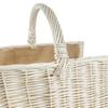 Panier à bûches - CREATIVE HOME - Cheminée - Osier 100% naturel - Poignée - Blanc 50x34x50 cm